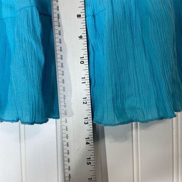 Y2K WANT! Bright Blue Cotton Crinkle Tiered Micro Mini Skirt M Deadstoc - Picture 3 of 5